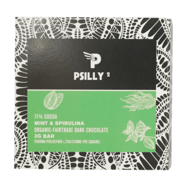 Psilly - Dark Chocolate Bar - Mint & Spirulina | Buy Dmt Canada